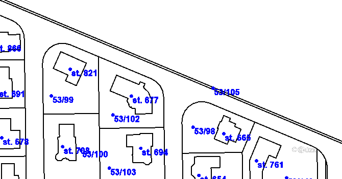 Parcela st. 53/36 v KÚ Zdiby, Katastrální mapa