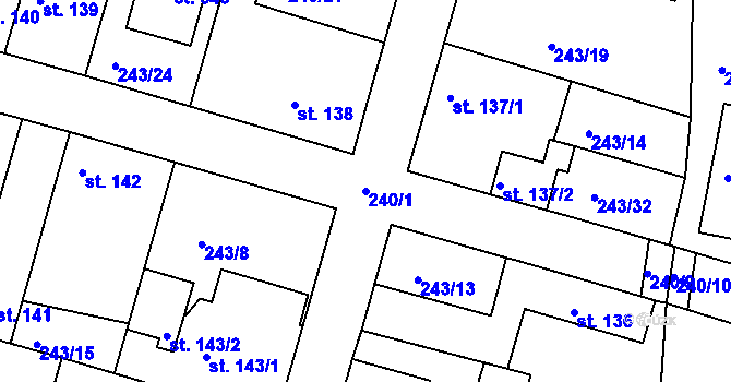 Parcela st. 240/1 v KÚ Zdiby, Katastrální mapa