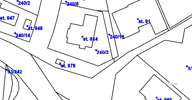 Parcela st. 240/3 v KÚ Zdiby, Katastrální mapa