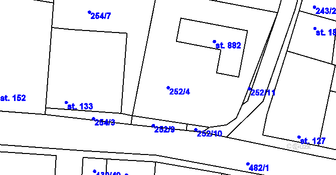 Parcela st. 252/4 v KÚ Zdiby, Katastrální mapa