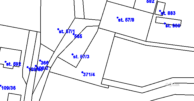 Parcela st. 371/5 v KÚ Zdiby, Katastrální mapa