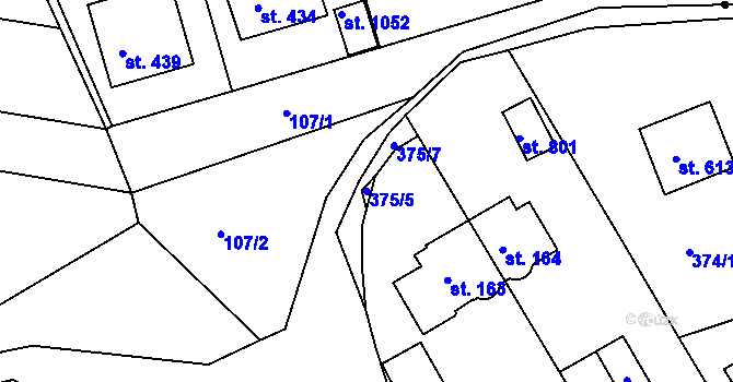 Parcela st. 375/5 v KÚ Zdiby, Katastrální mapa