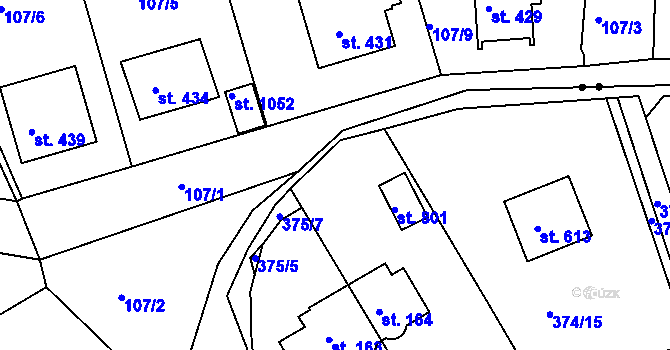Parcela st. 375/6 v KÚ Zdiby, Katastrální mapa