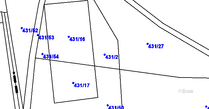 Parcela st. 431/2 v KÚ Zdiby, Katastrální mapa