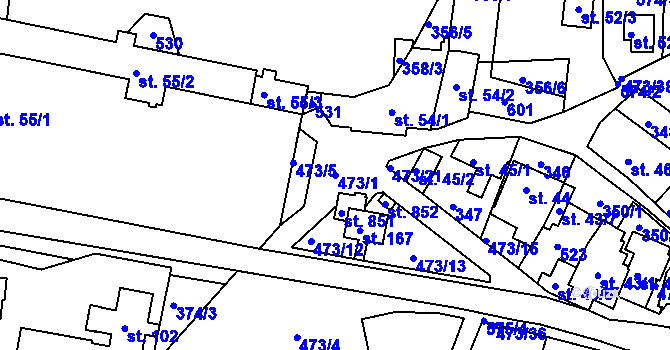 Parcela st. 473/1 v KÚ Zdiby, Katastrální mapa