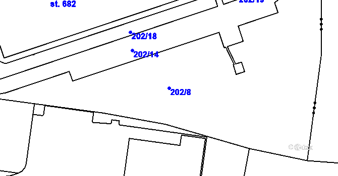 Parcela st. 202/8 v KÚ Zdiby, Katastrální mapa