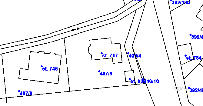 Parcela st. 717 v KÚ Zdiby, Katastrální mapa