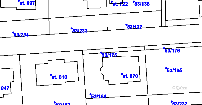 Parcela st. 53/175 v KÚ Zdiby, Katastrální mapa