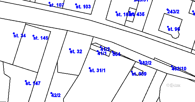Parcela st. 41/1 v KÚ Zdiby, Katastrální mapa