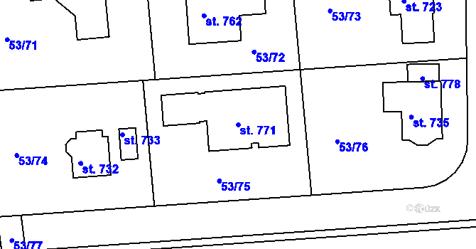 Parcela st. 771 v KÚ Zdiby, Katastrální mapa