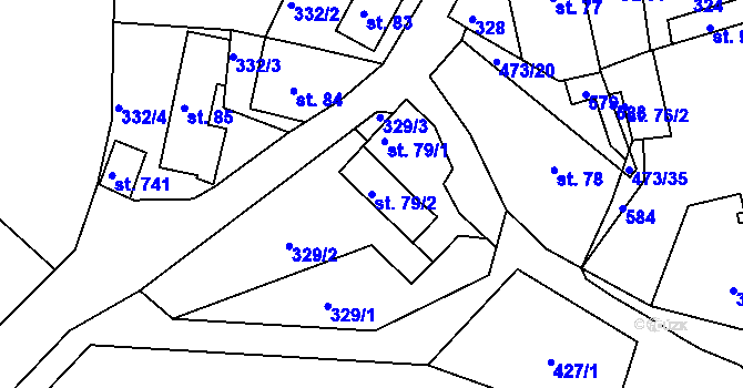 Parcela st. 79/2 v KÚ Zdiby, Katastrální mapa