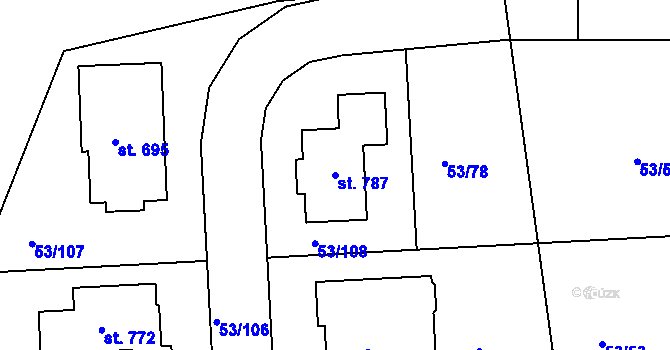Parcela st. 787 v KÚ Zdiby, Katastrální mapa