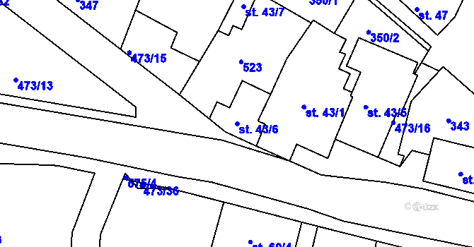Parcela st. 43/6 v KÚ Zdiby, Katastrální mapa