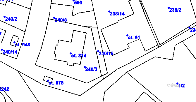 Parcela st. 240/16 v KÚ Zdiby, Katastrální mapa