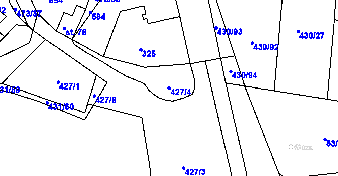 Parcela st. 427/4 v KÚ Zdiby, Katastrální mapa