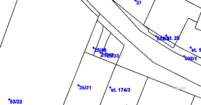 Parcela st. 25/47 v KÚ Zdiby, Katastrální mapa