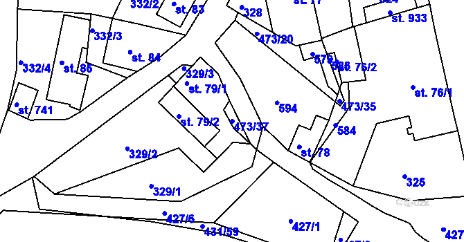 Parcela st. 473/37 v KÚ Zdiby, Katastrální mapa