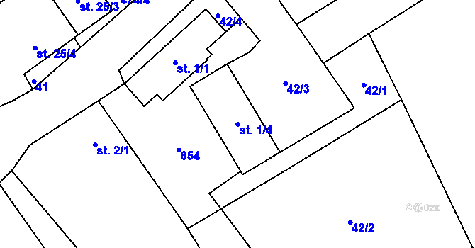 Parcela st. 1/4 v KÚ Černín u Zdic, Katastrální mapa