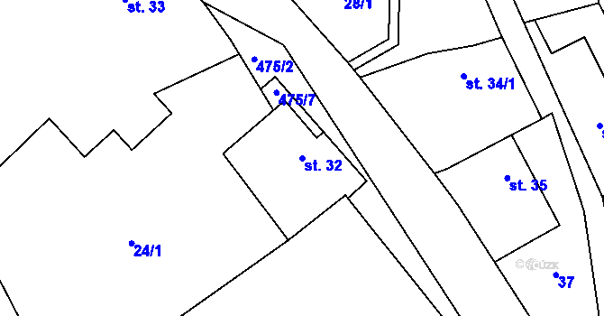 Parcela st. 32 v KÚ Černín u Zdic, Katastrální mapa