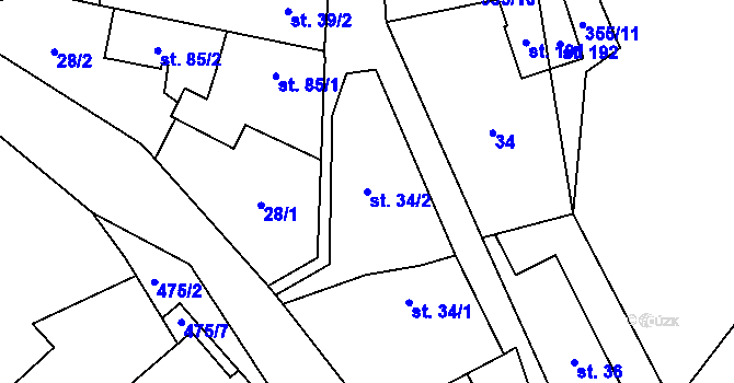 Parcela st. 34/2 v KÚ Černín u Zdic, Katastrální mapa