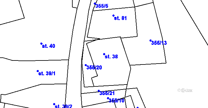 Parcela st. 38 v KÚ Černín u Zdic, Katastrální mapa