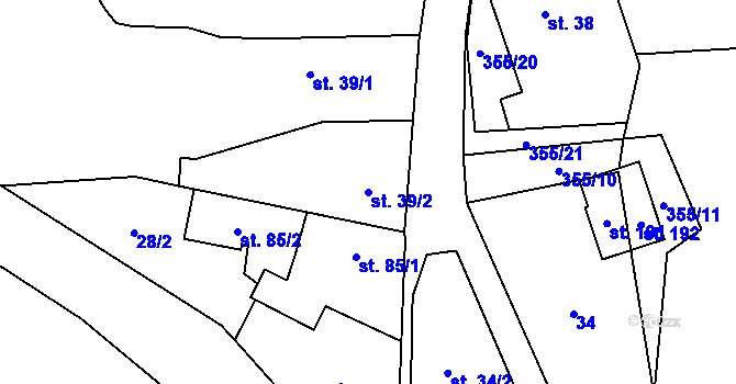 Parcela st. 39/2 v KÚ Černín u Zdic, Katastrální mapa