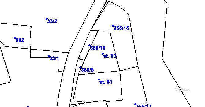 Parcela st. 80 v KÚ Černín u Zdic, Katastrální mapa