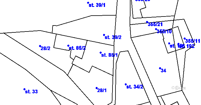Parcela st. 85/1 v KÚ Černín u Zdic, Katastrální mapa