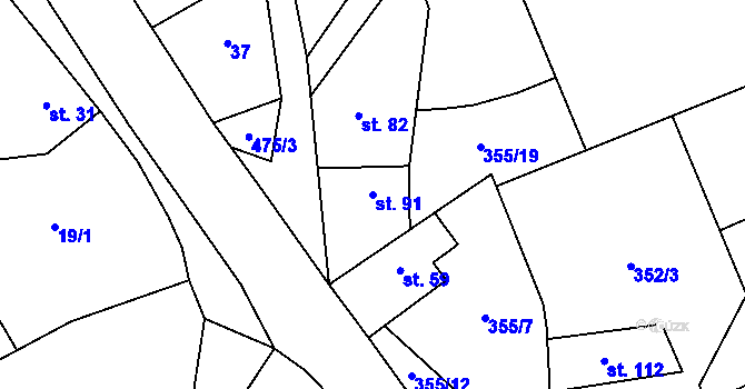 Parcela st. 91 v KÚ Černín u Zdic, Katastrální mapa