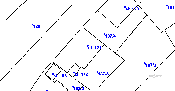 Parcela st. 121 v KÚ Černín u Zdic, Katastrální mapa