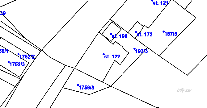 Parcela st. 122 v KÚ Černín u Zdic, Katastrální mapa
