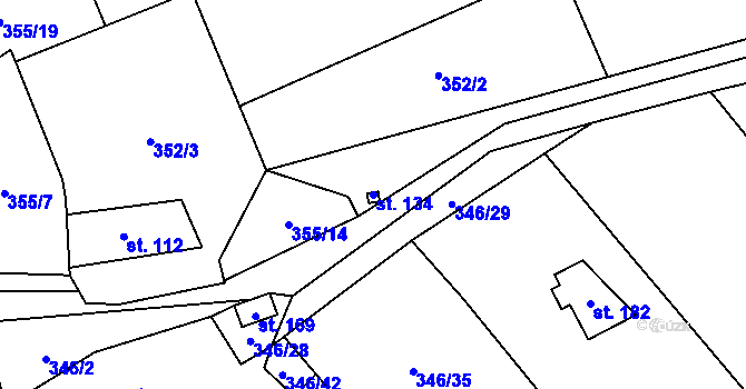Parcela st. 134 v KÚ Černín u Zdic, Katastrální mapa