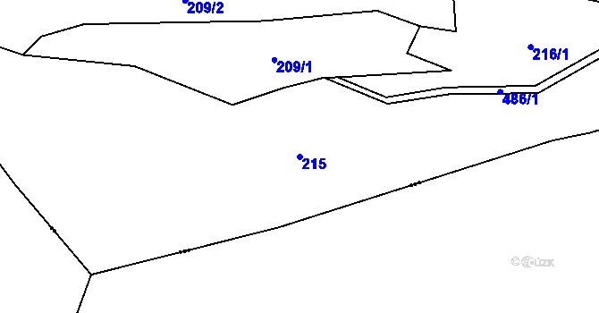 Parcela st. 215 v KÚ Černín u Zdic, Katastrální mapa