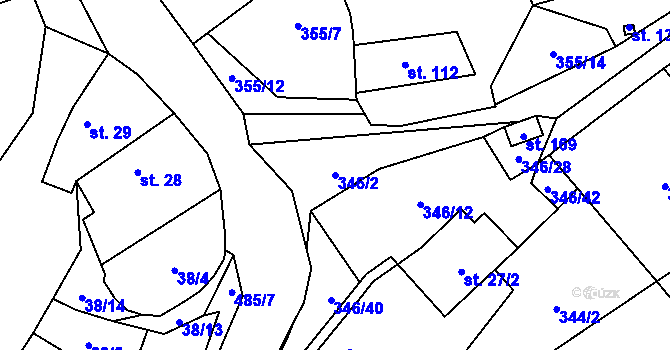 Parcela st. 346/2 v KÚ Černín u Zdic, Katastrální mapa