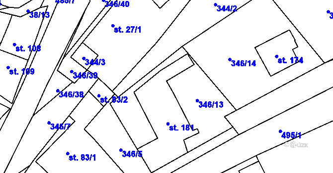 Parcela st. 346/13 v KÚ Černín u Zdic, Katastrální mapa