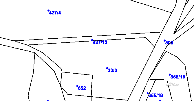 Parcela st. 427/1 v KÚ Černín u Zdic, Katastrální mapa