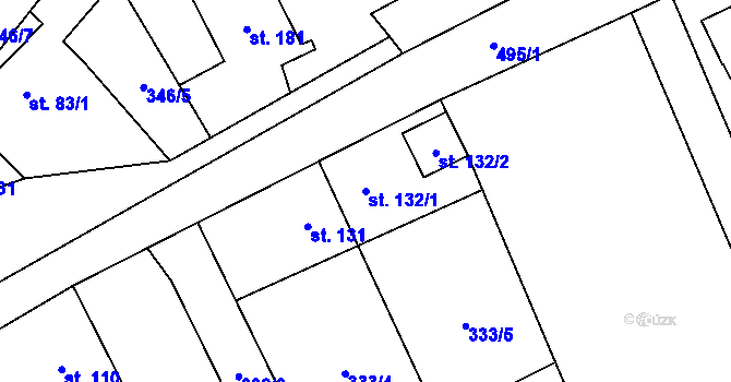Parcela st. 132/1 v KÚ Černín u Zdic, Katastrální mapa