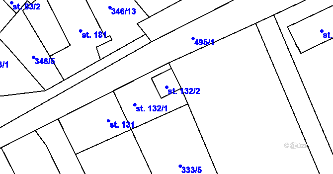 Parcela st. 132/2 v KÚ Černín u Zdic, Katastrální mapa