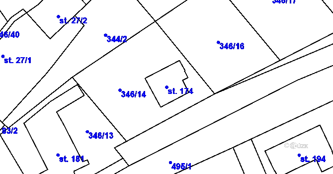 Parcela st. 174 v KÚ Černín u Zdic, Katastrální mapa