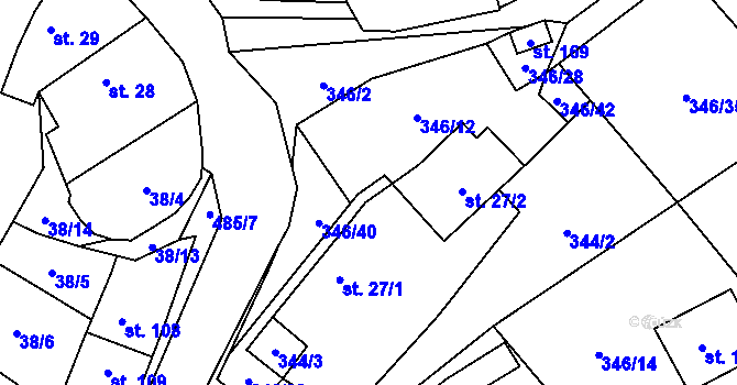 Parcela st. 346/37 v KÚ Černín u Zdic, Katastrální mapa