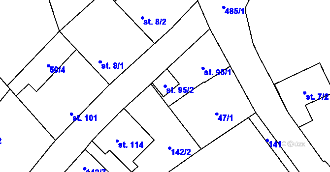 Parcela st. 95/2 v KÚ Černín u Zdic, Katastrální mapa