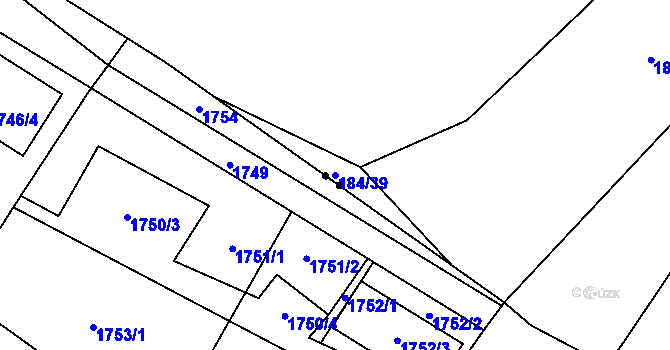 Parcela st. 184/39 v KÚ Černín u Zdic, Katastrální mapa