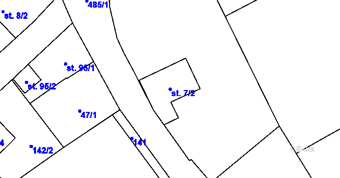 Parcela st. 7/2 v KÚ Černín u Zdic, Katastrální mapa