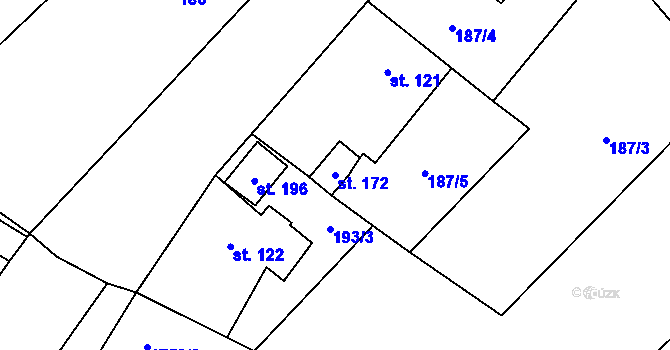 Parcela st. 172 v KÚ Černín u Zdic, Katastrální mapa