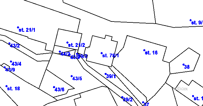 Parcela st. 78/1 v KÚ Knížkovice, Katastrální mapa