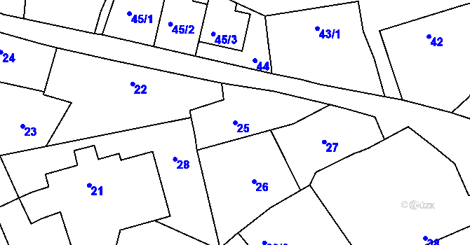 Parcela st. 25 v KÚ Zdice, Katastrální mapa
