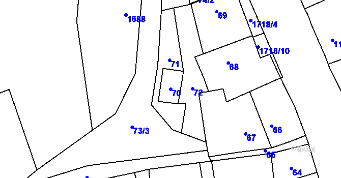 Parcela st. 70 v KÚ Zdice, Katastrální mapa