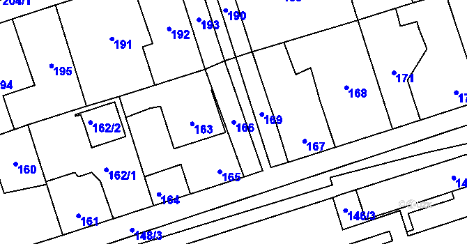 Parcela st. 166 v KÚ Zdice, Katastrální mapa