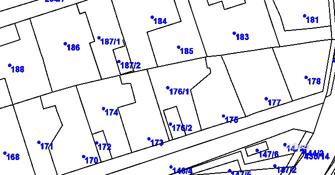 Parcela st. 176/1 v KÚ Zdice, Katastrální mapa