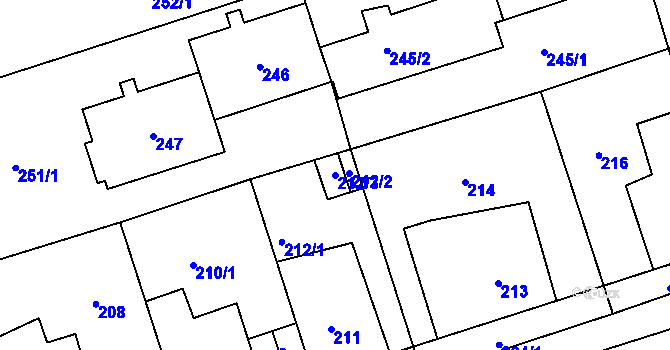Parcela st. 212/3 v KÚ Zdice, Katastrální mapa